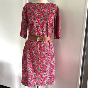 Banana Republic paisley shift dress with sleeves just above the elbow